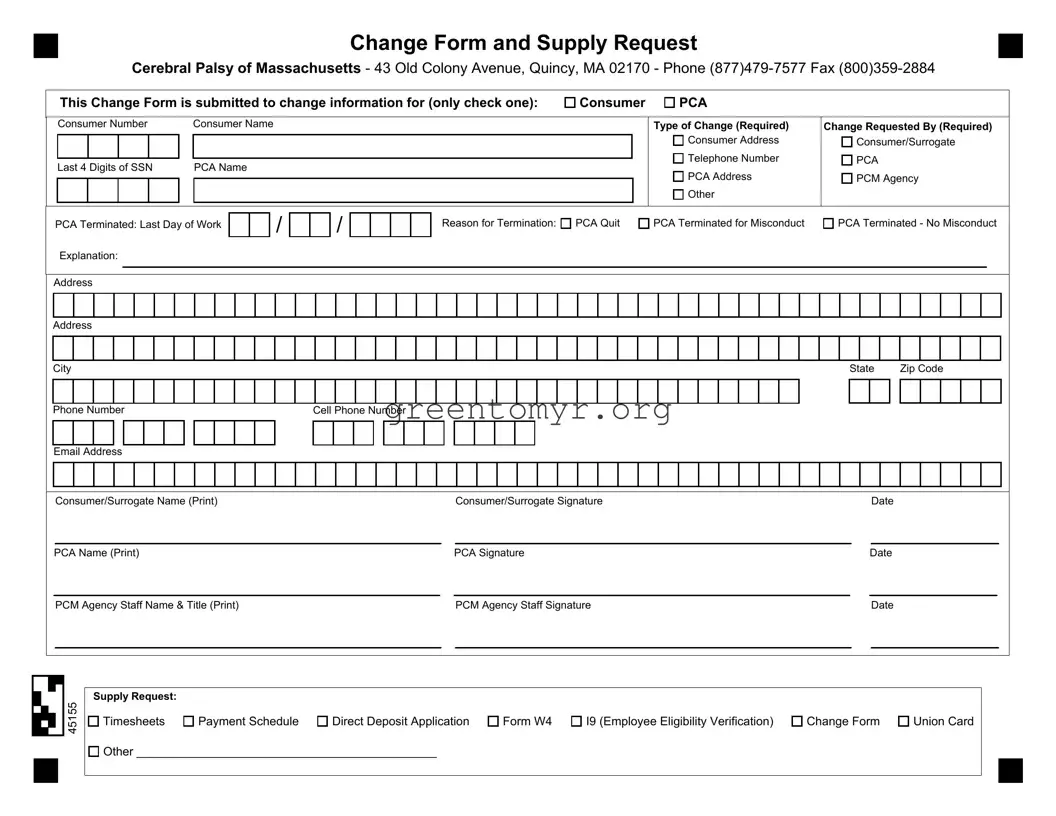 Fill in a Valid Cerebral Palsy Massachusetts Pca Template