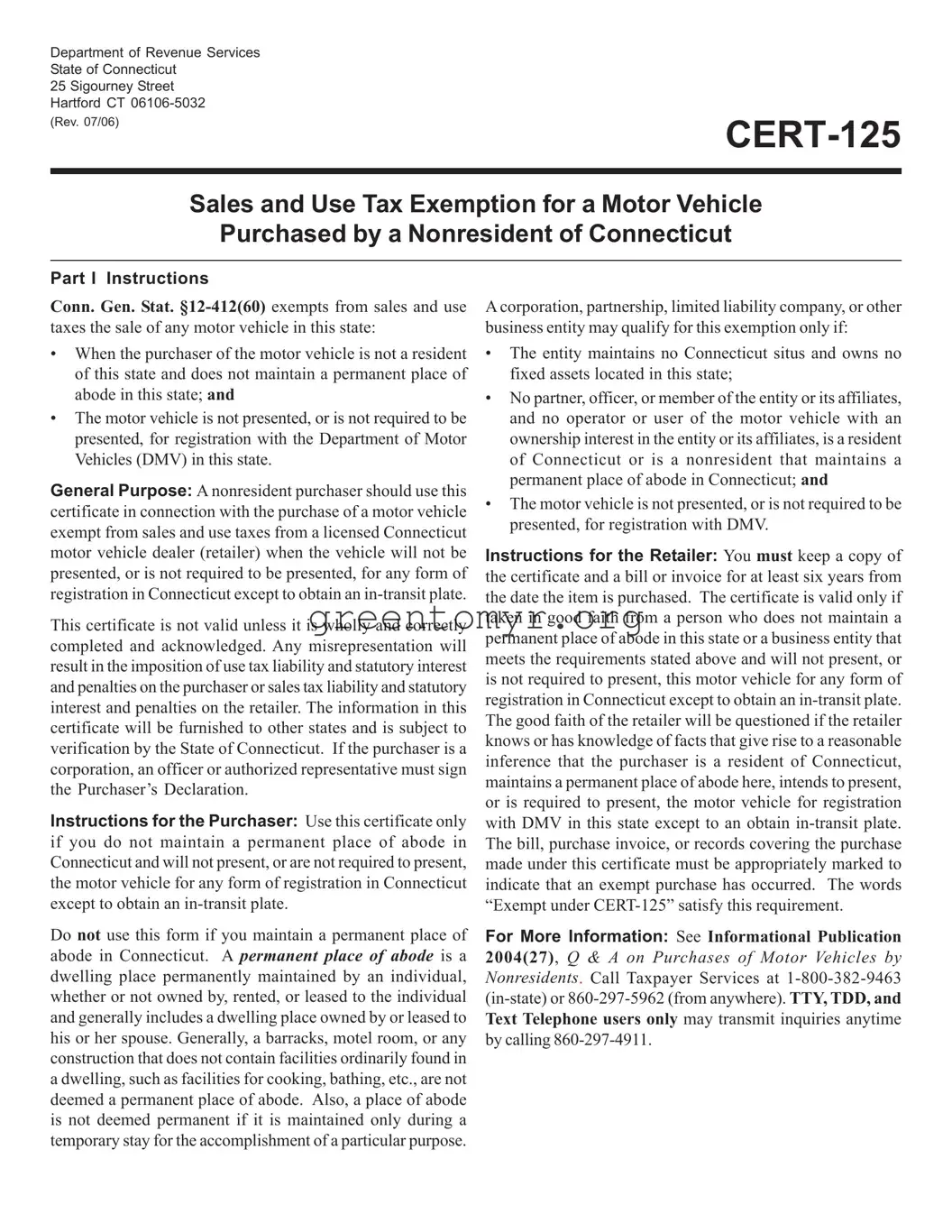 Fill in a Valid Cert 125 Template