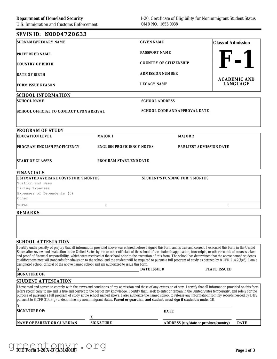 Fill in a Valid I 20 Template