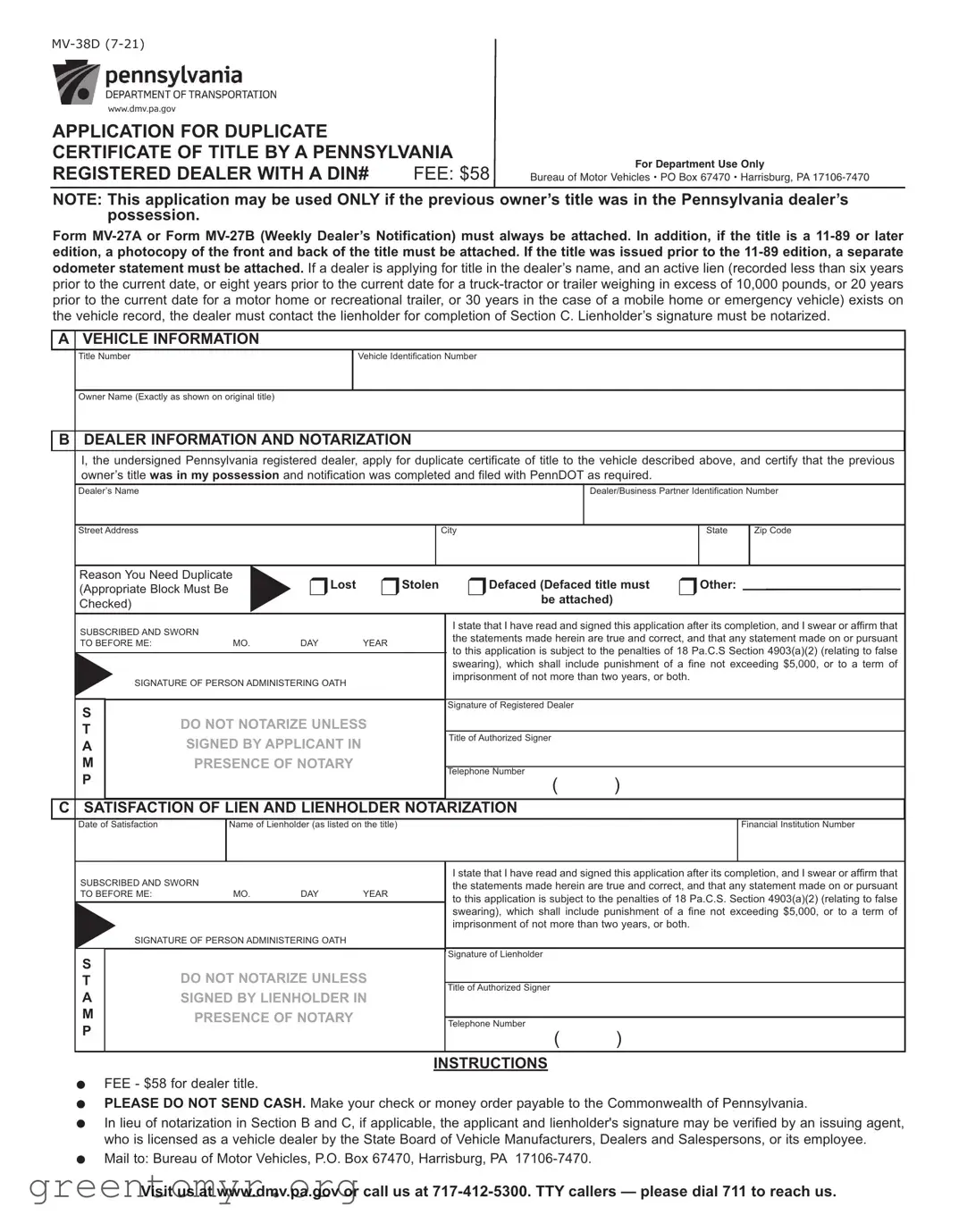 Fill in a Valid Mv38D Template