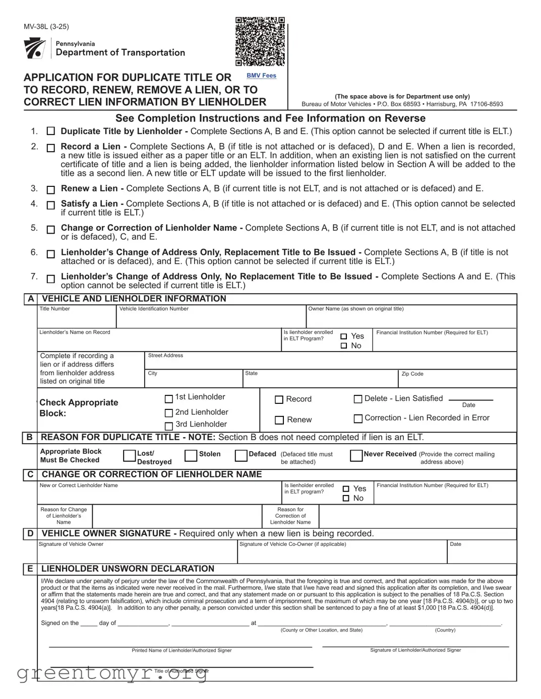 Fill in a Valid Mv 38L Template