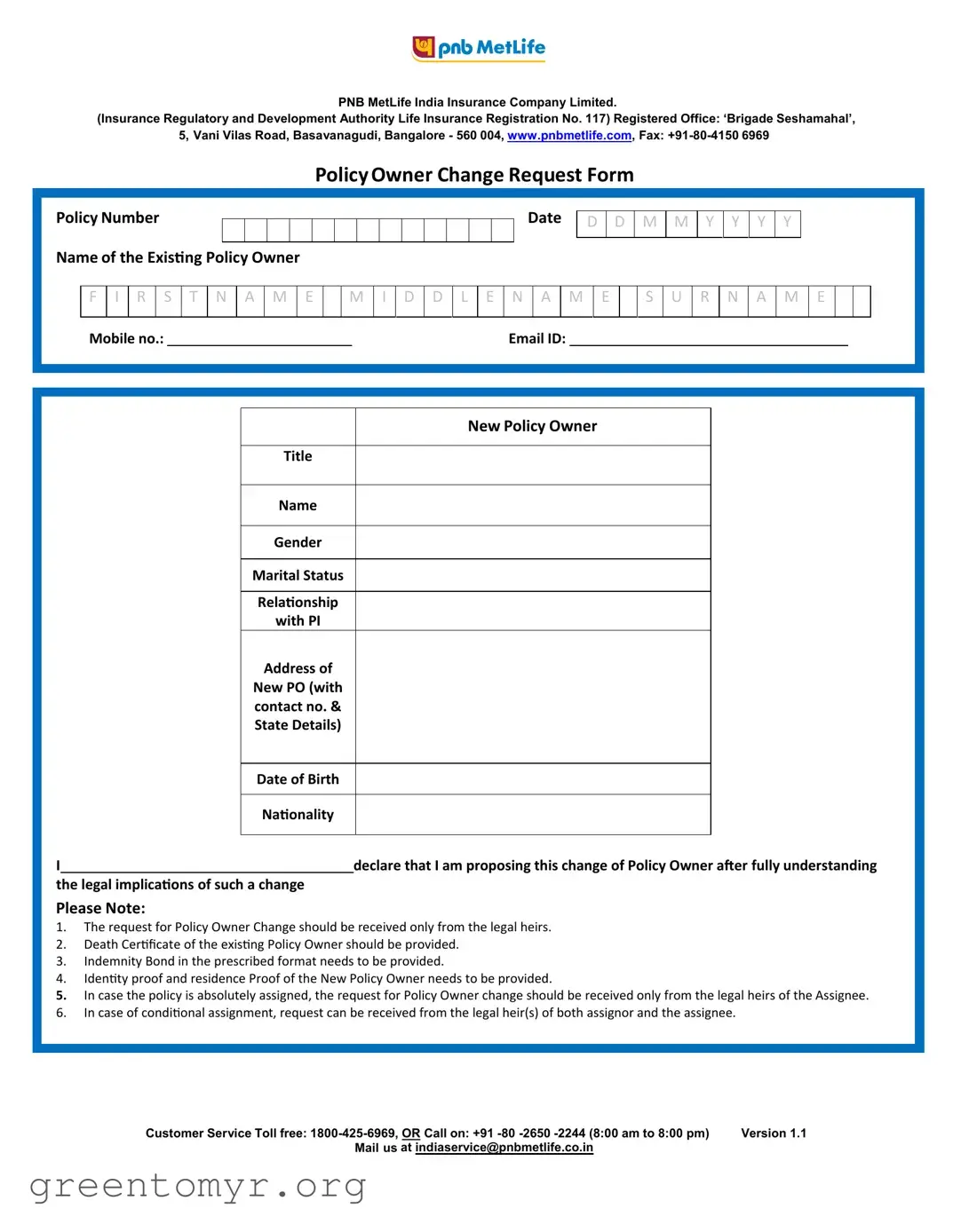 Fill in a Valid Metlife Ownership Template