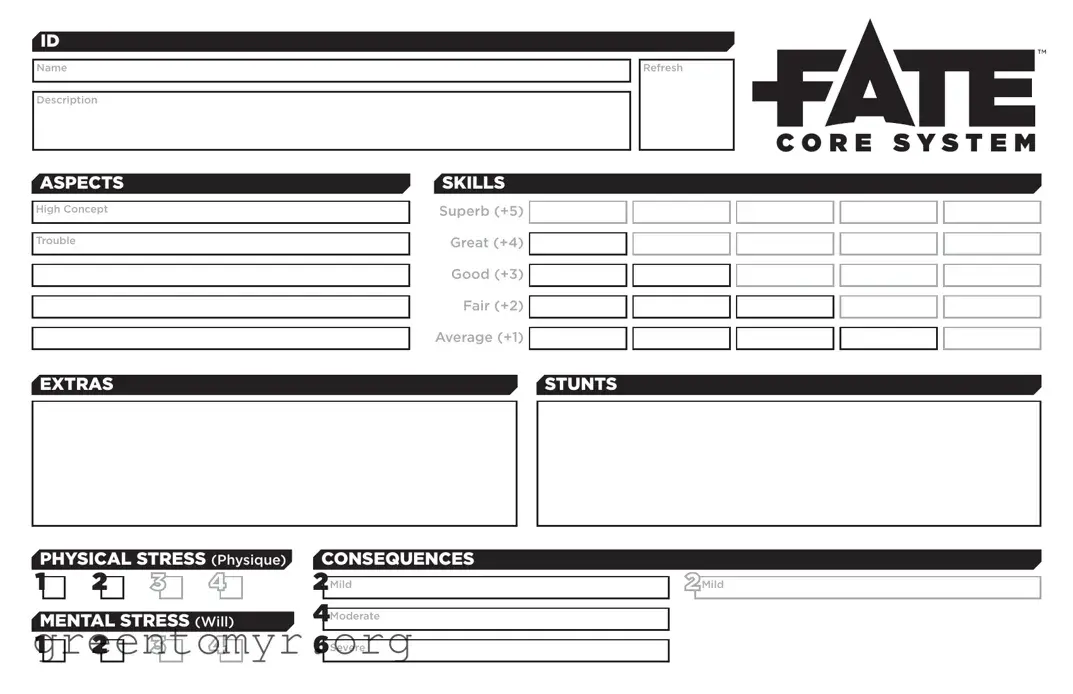 Fill in a Valid Fate Character Sheet Template