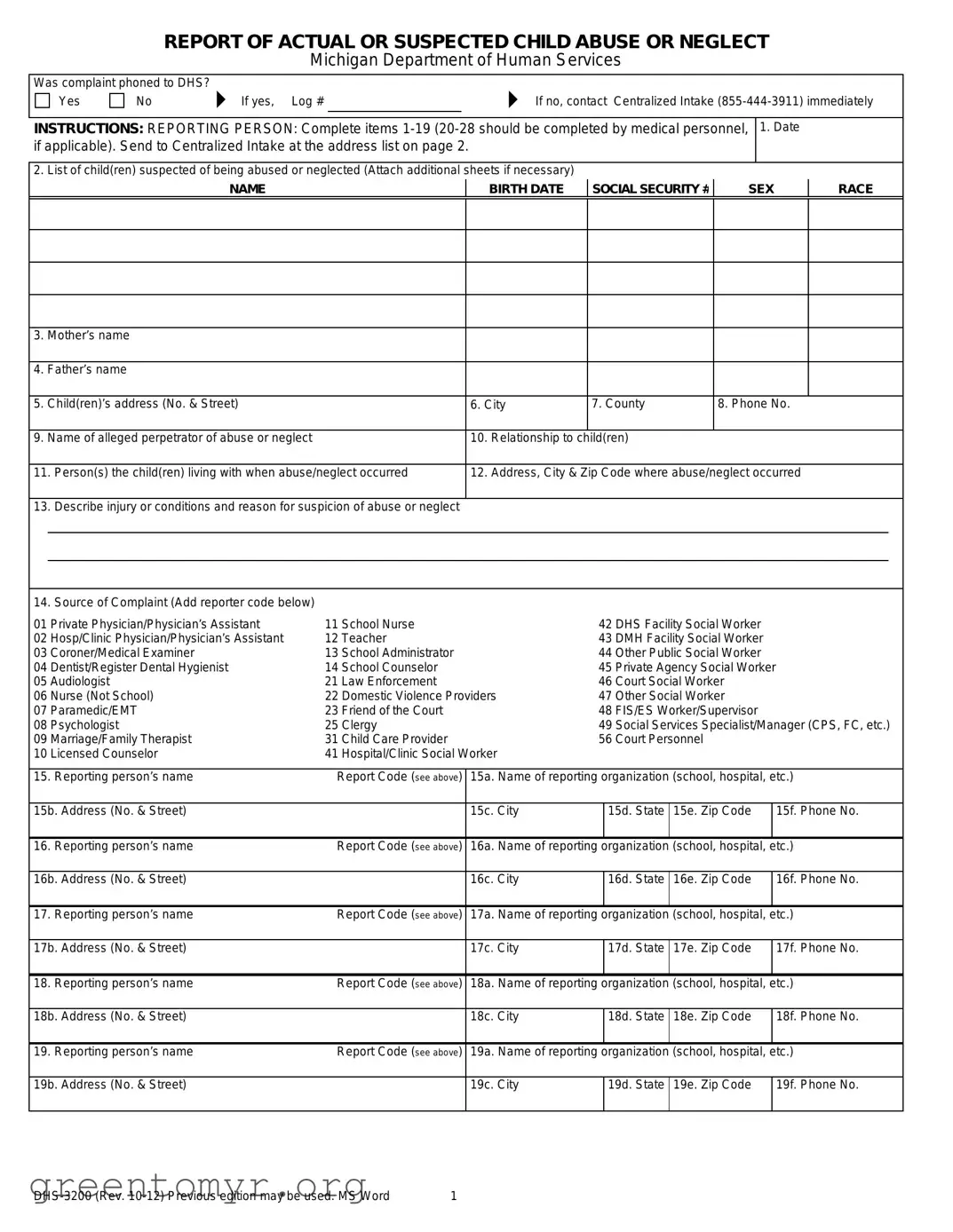 Fill in a Valid Dhs 3200 Template