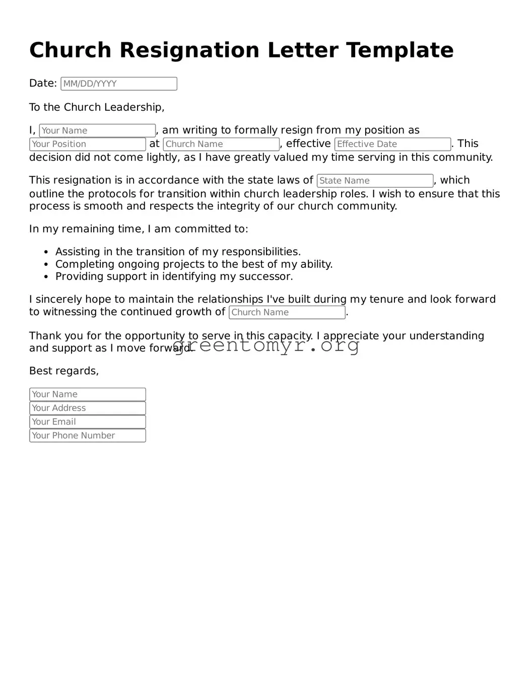 Valid Church Resignation Letter Form