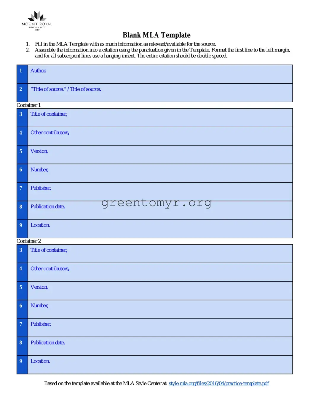 Fill in a Valid Citation Format Template