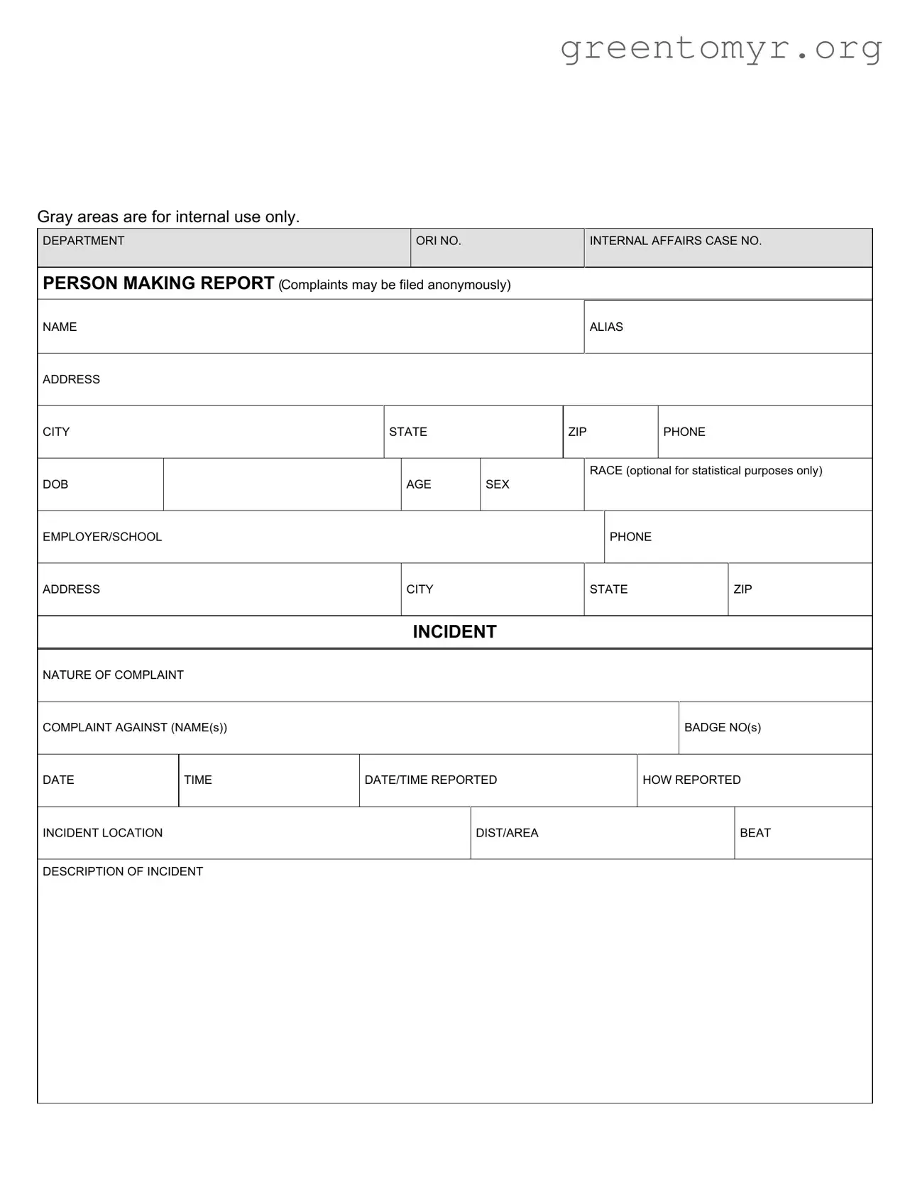 Fill in a Valid Police Report Template