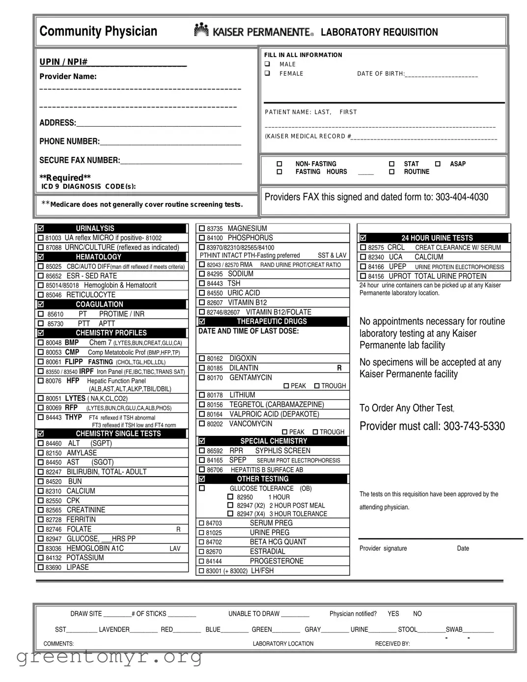 Fill in a Valid Lab Requisition Template