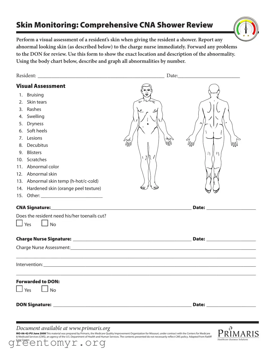 Fill in a Valid Cna Shower Sheets Template