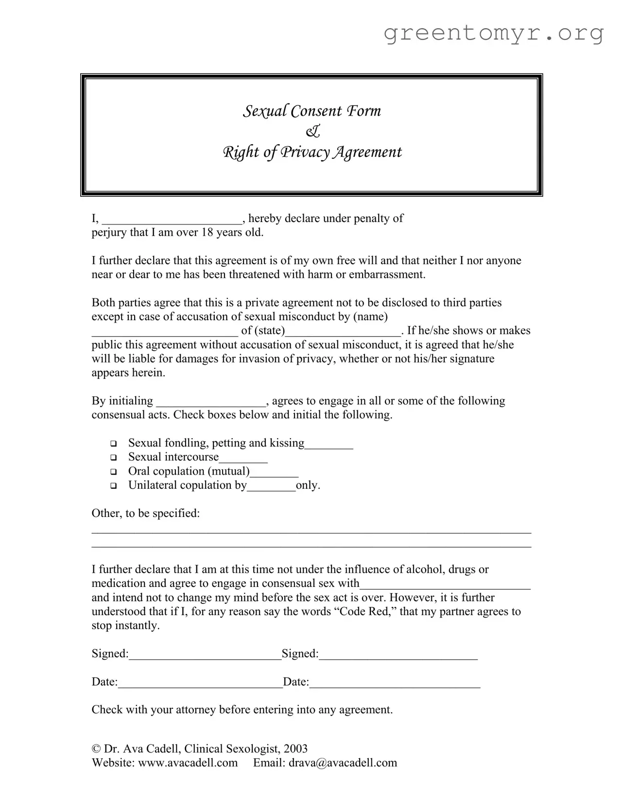 Fill in a Valid Sex Contract Template