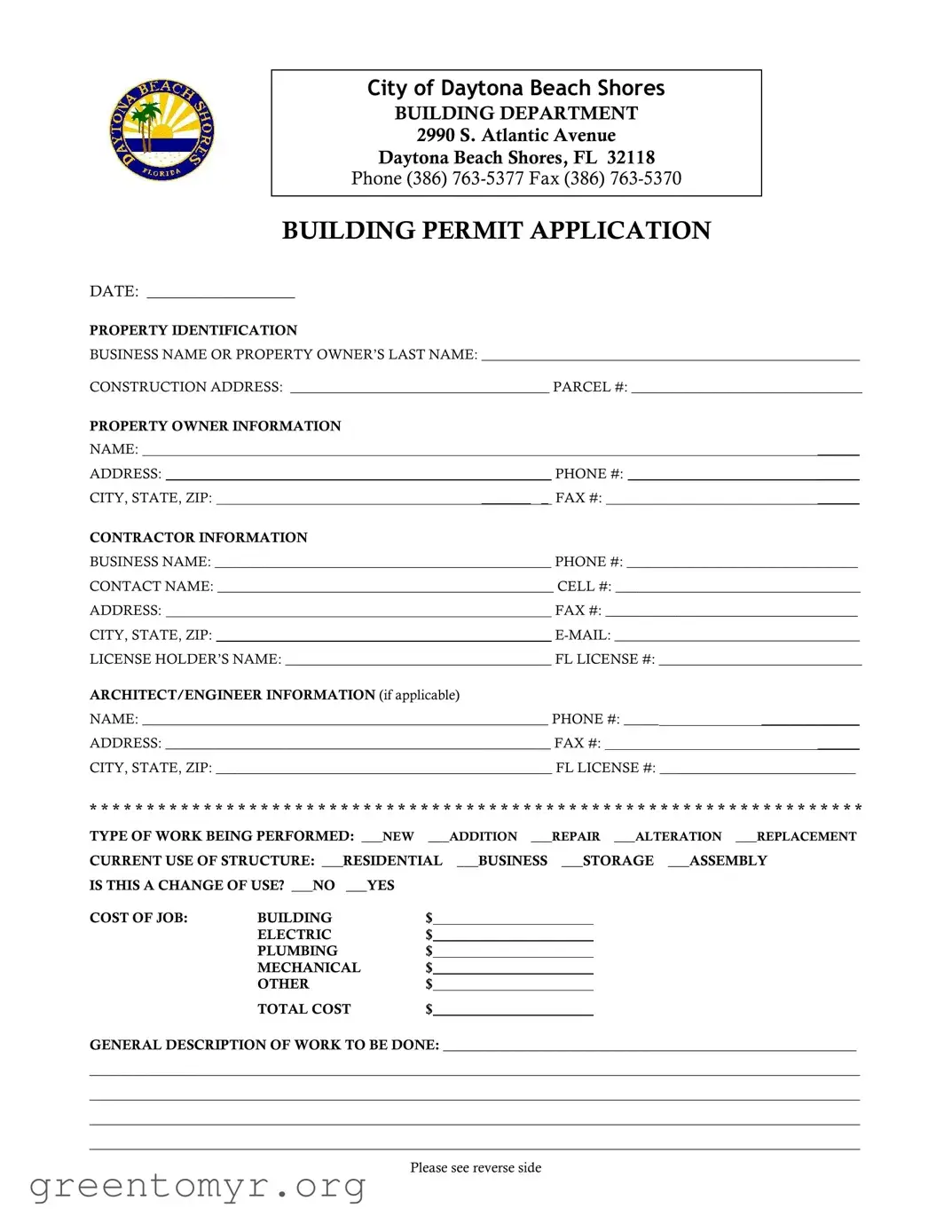 Fill in a Valid Building Permit Template
