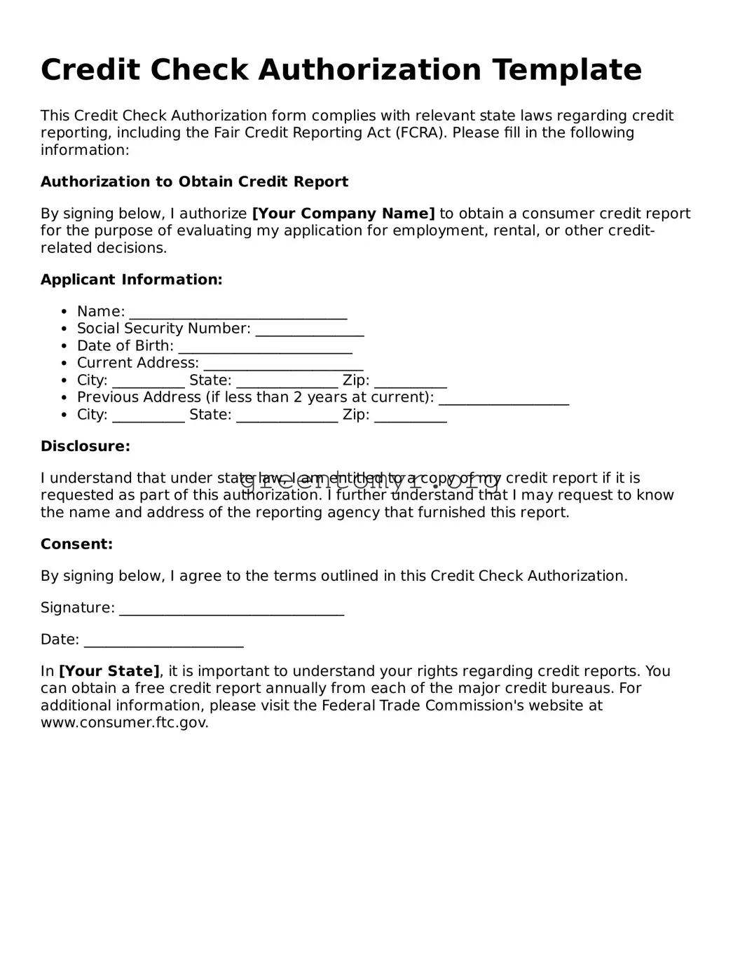 Valid Credit Check Authorization Form