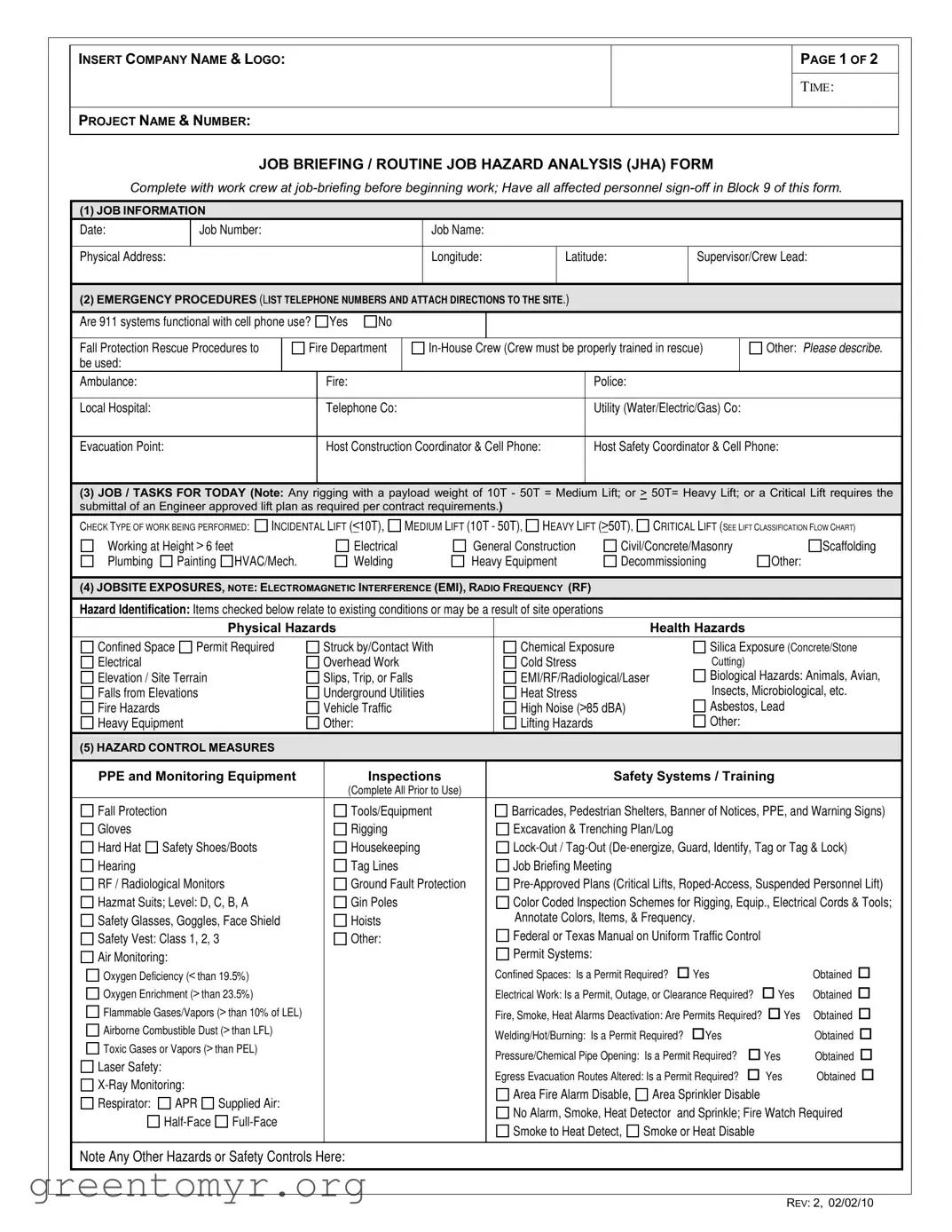 Fill in a Valid Job Briefing Template