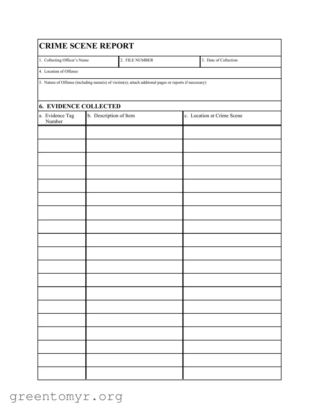 Fill in a Valid Crime Scene Report Template