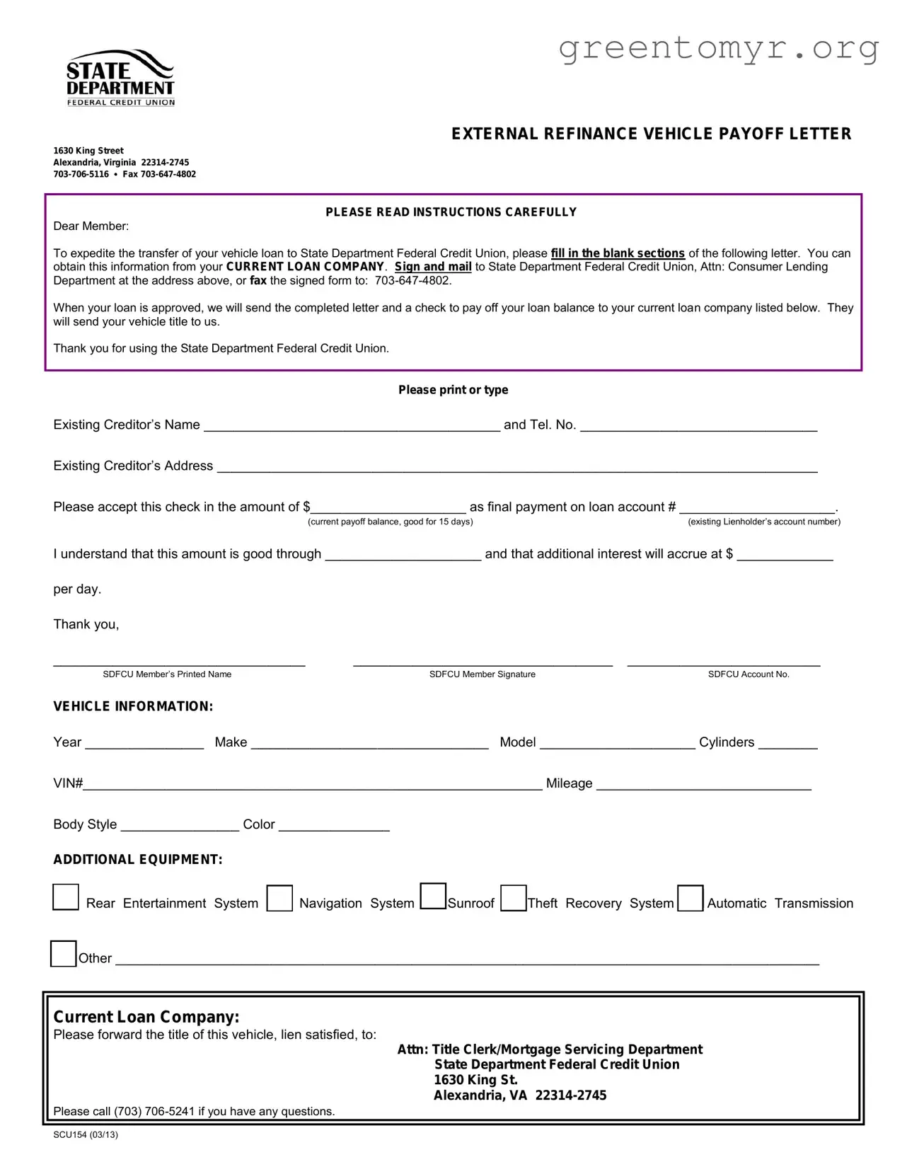Fill in a Valid Vehicle Payoff Sample Letter Template