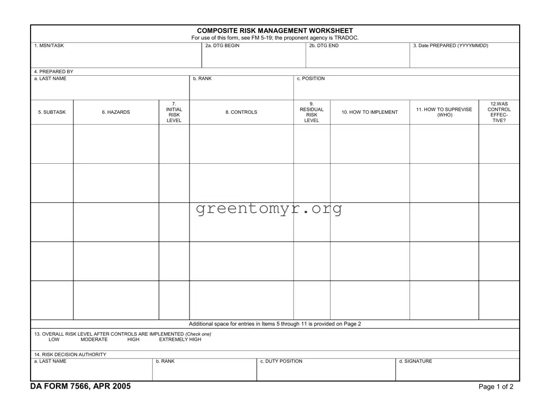 Fill in a Valid Da 7566 Template