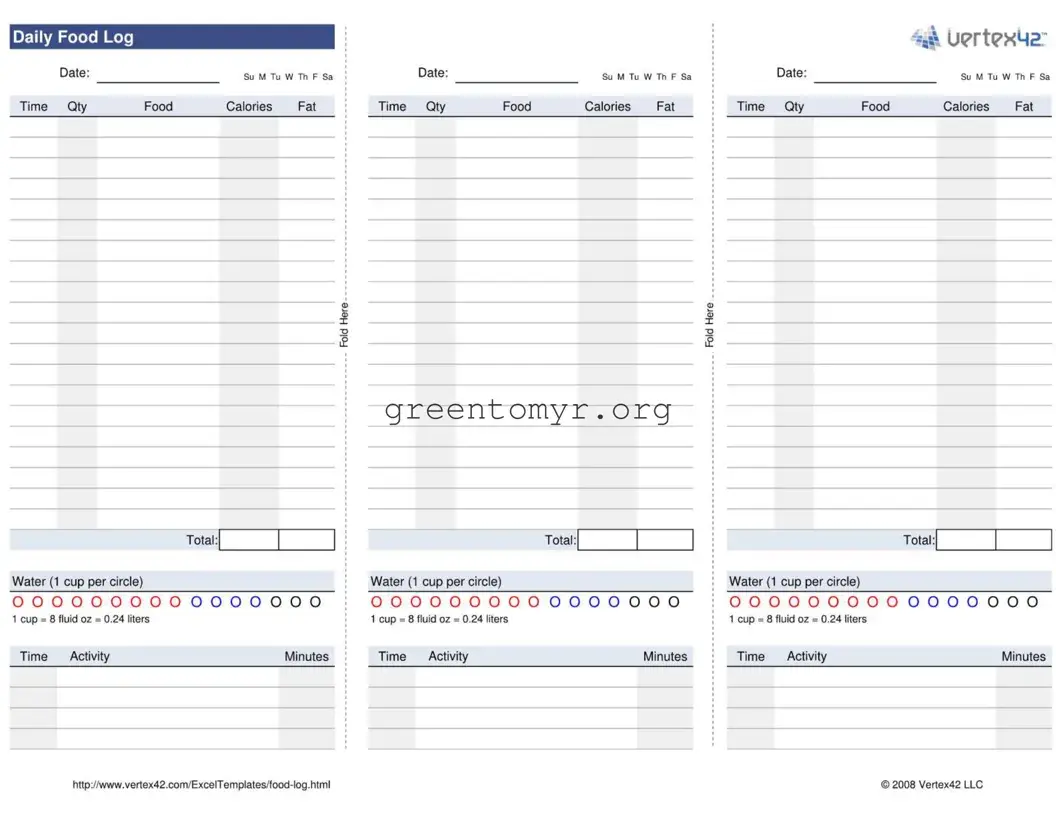 Fill in a Valid Daily Food Log Template