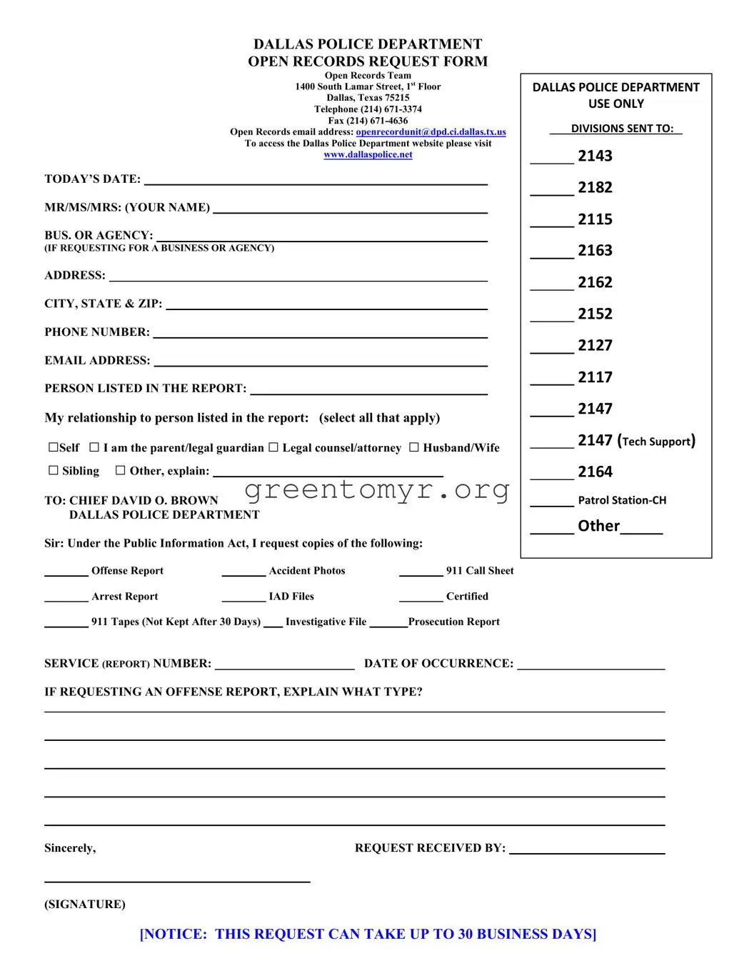 Fill in a Valid Dallas Open Records Template