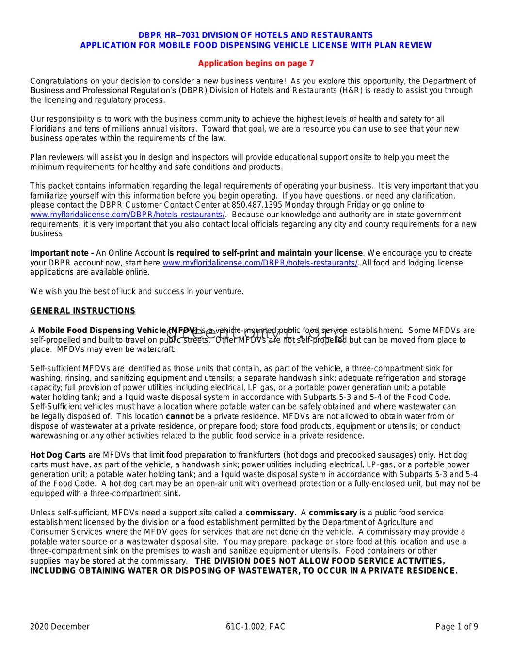 Fill in a Valid Dbpr Hr 7031 Template