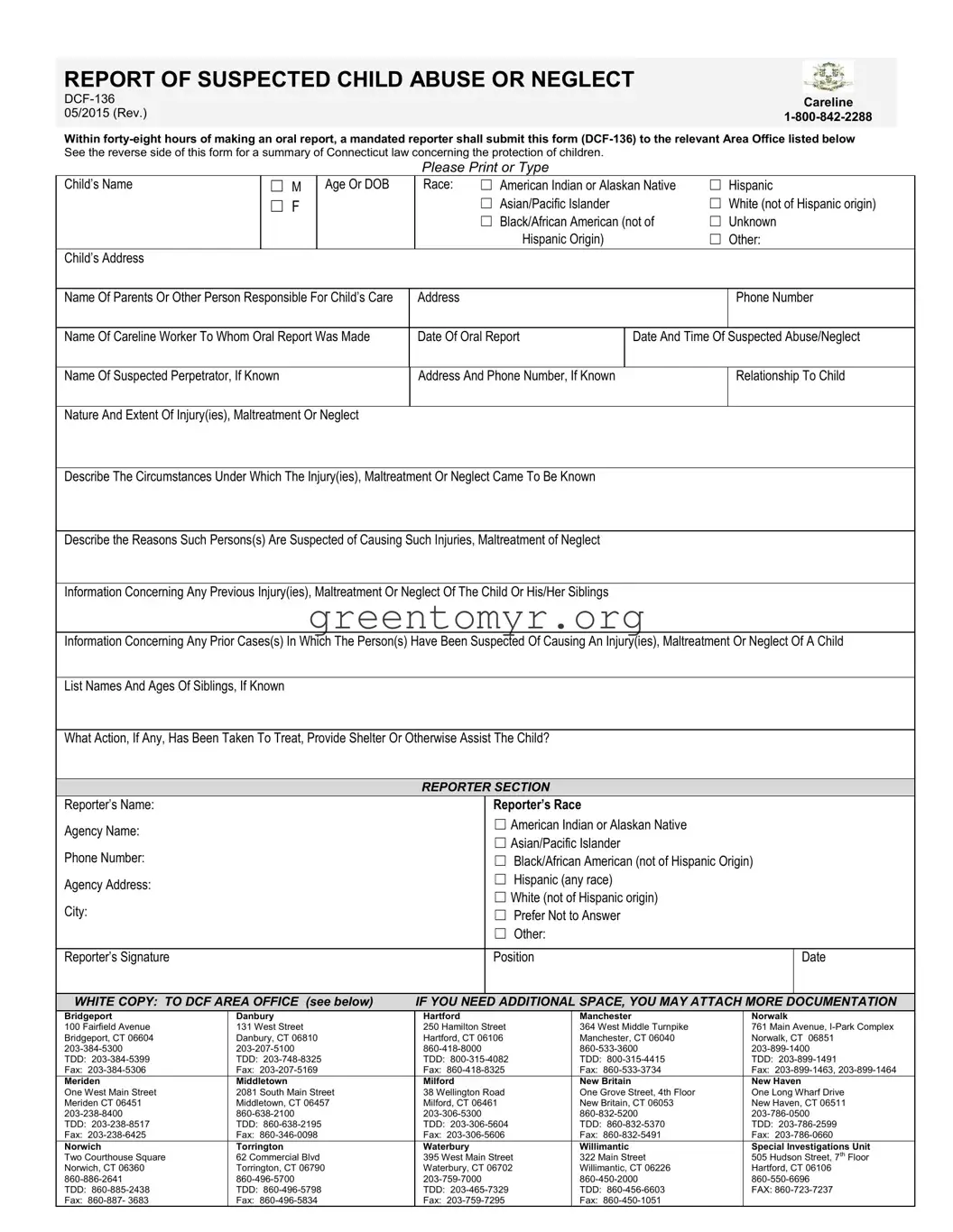 Fill in a Valid Dcf 136 Template