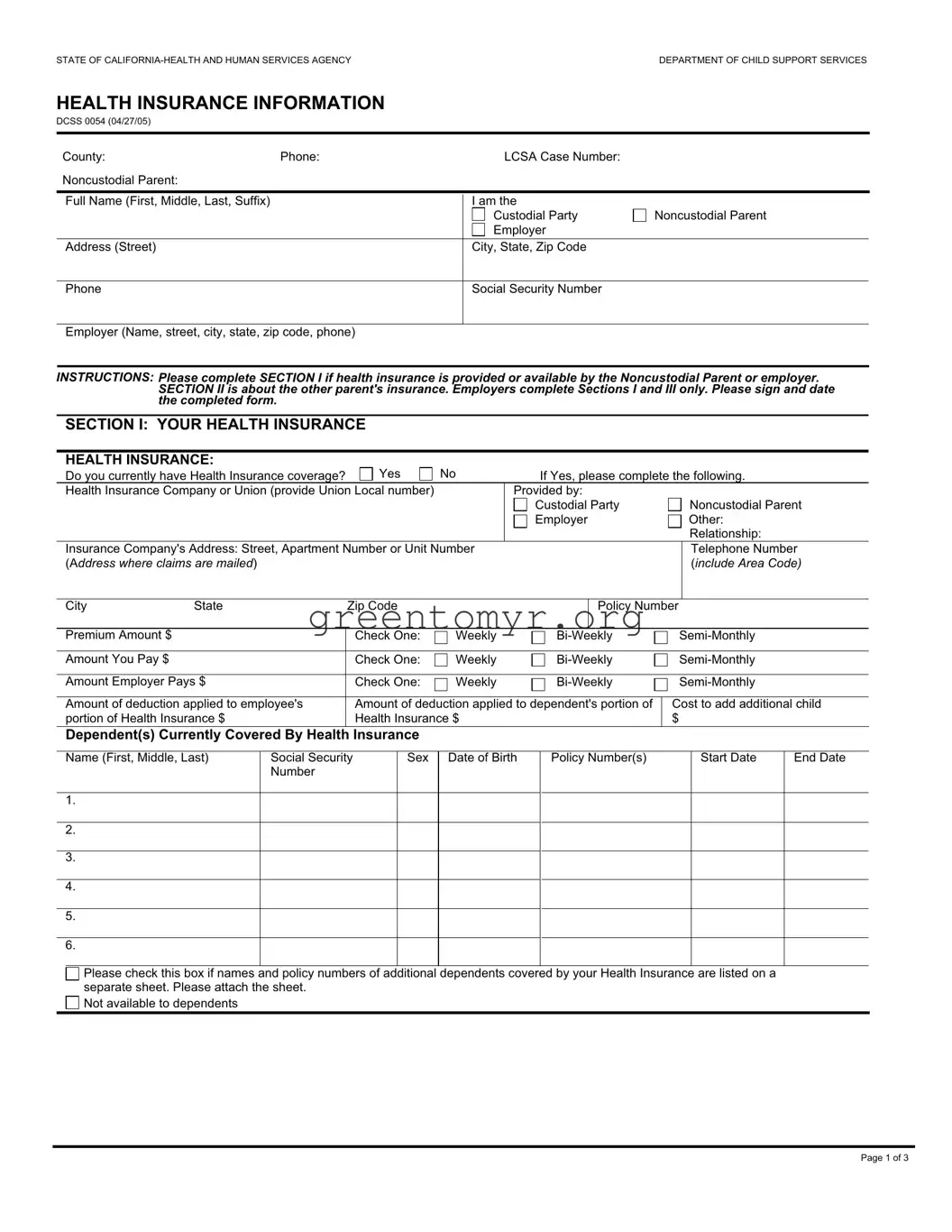 Fill in a Valid Dcss 0054 Template