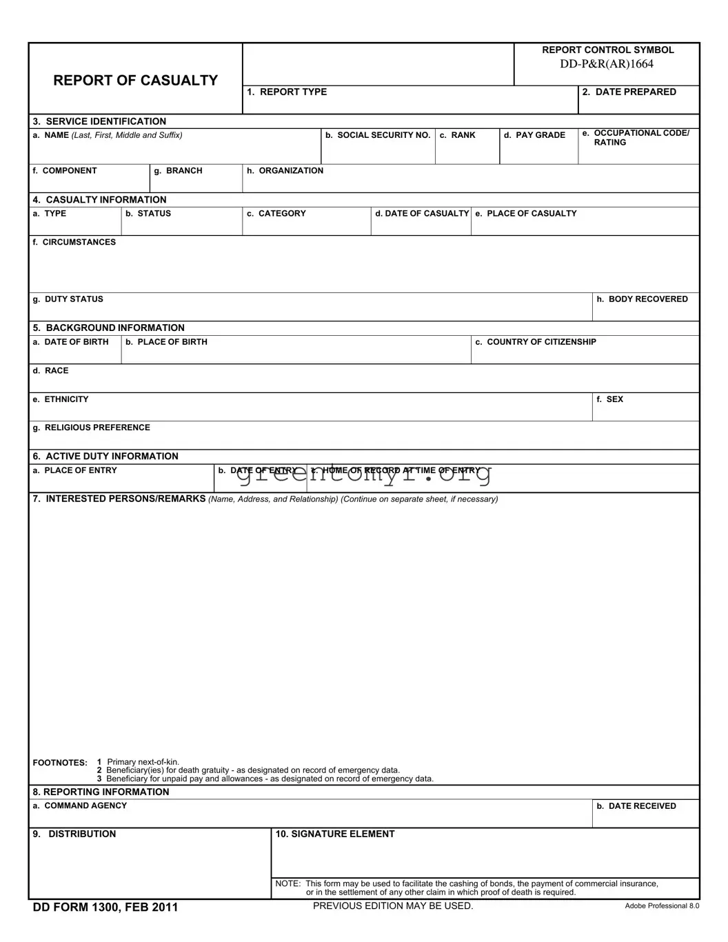 Fill in a Valid Dd 1300 Template