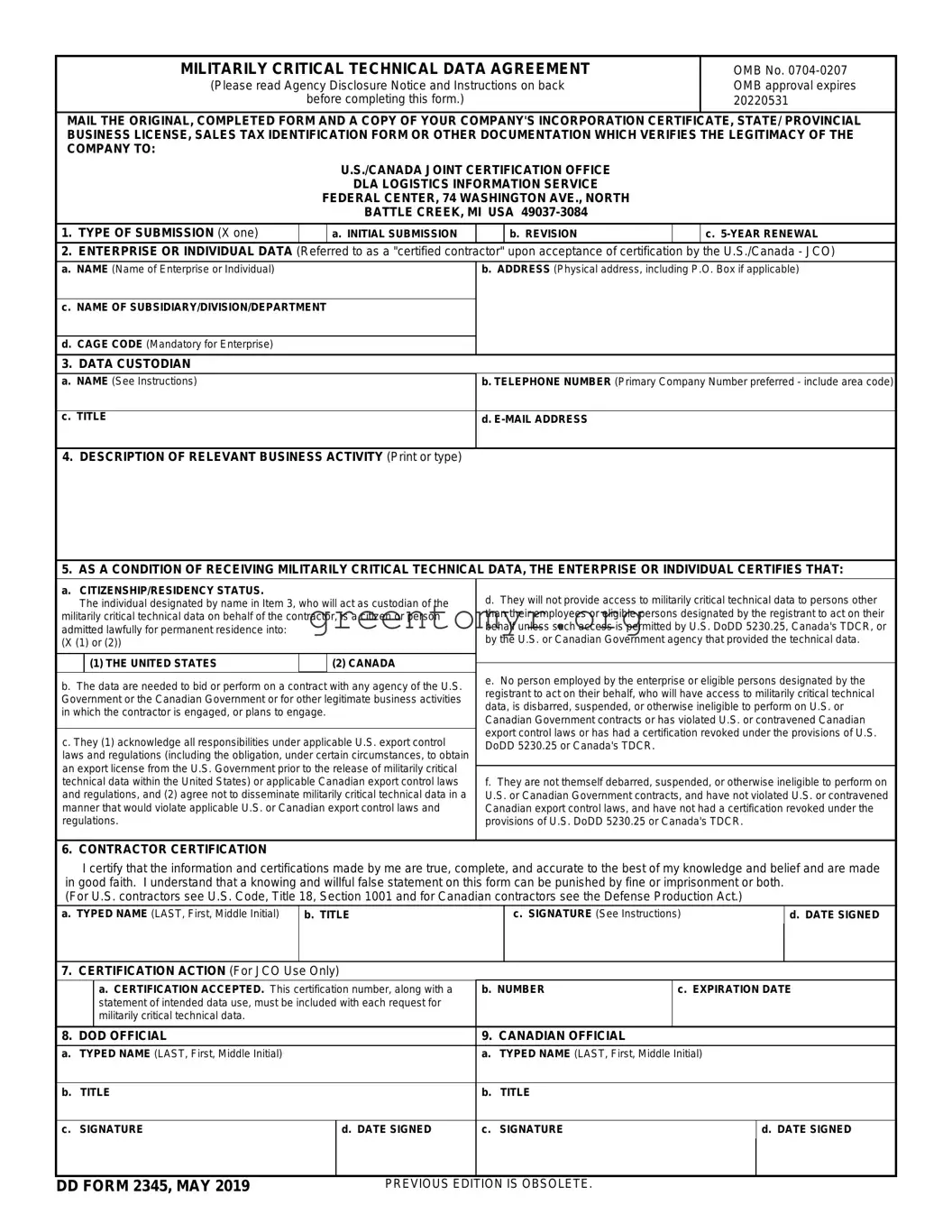 Fill in a Valid Dd 2345 Template
