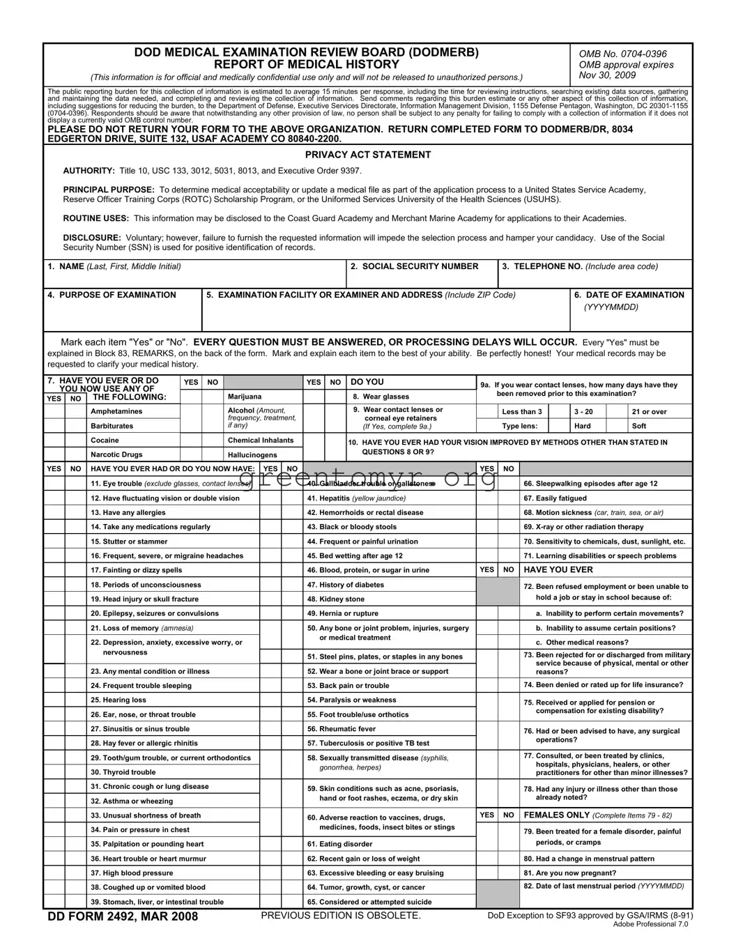 Fill in a Valid Dd 2492 Template