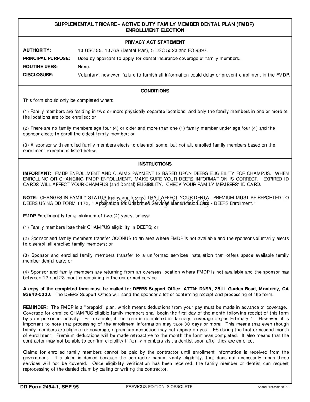 Fill in a Valid Dd 2494 1 Template