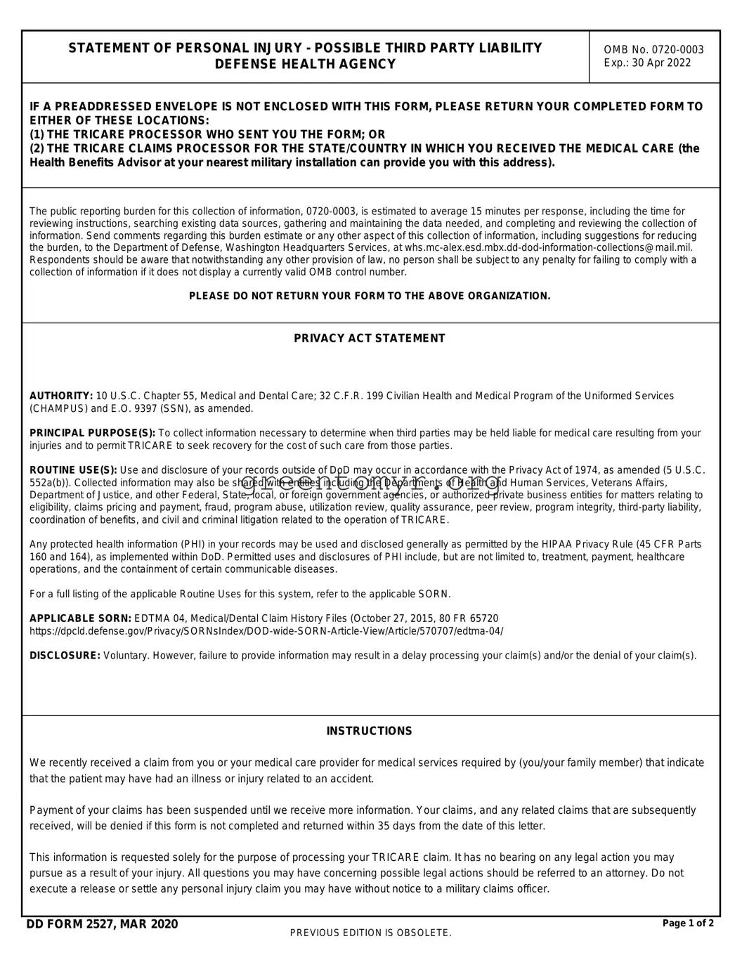 Fill in a Valid Dd 2527 Template