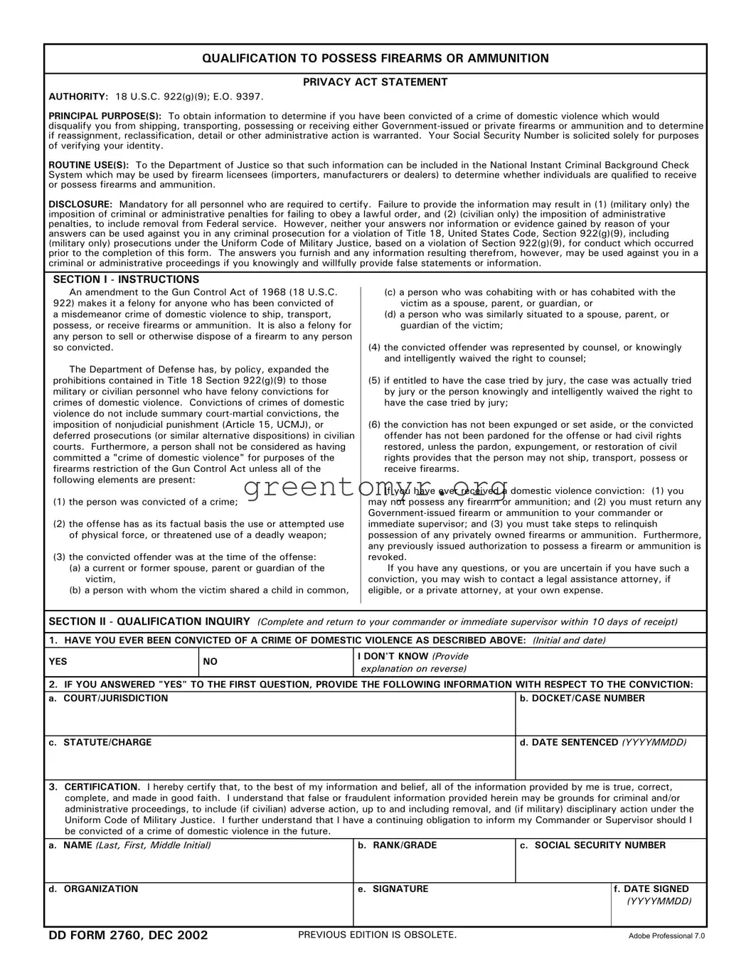 Fill in a Valid Dd 2760 Template