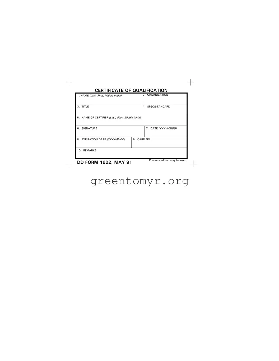 Fill in a Valid Dd Template