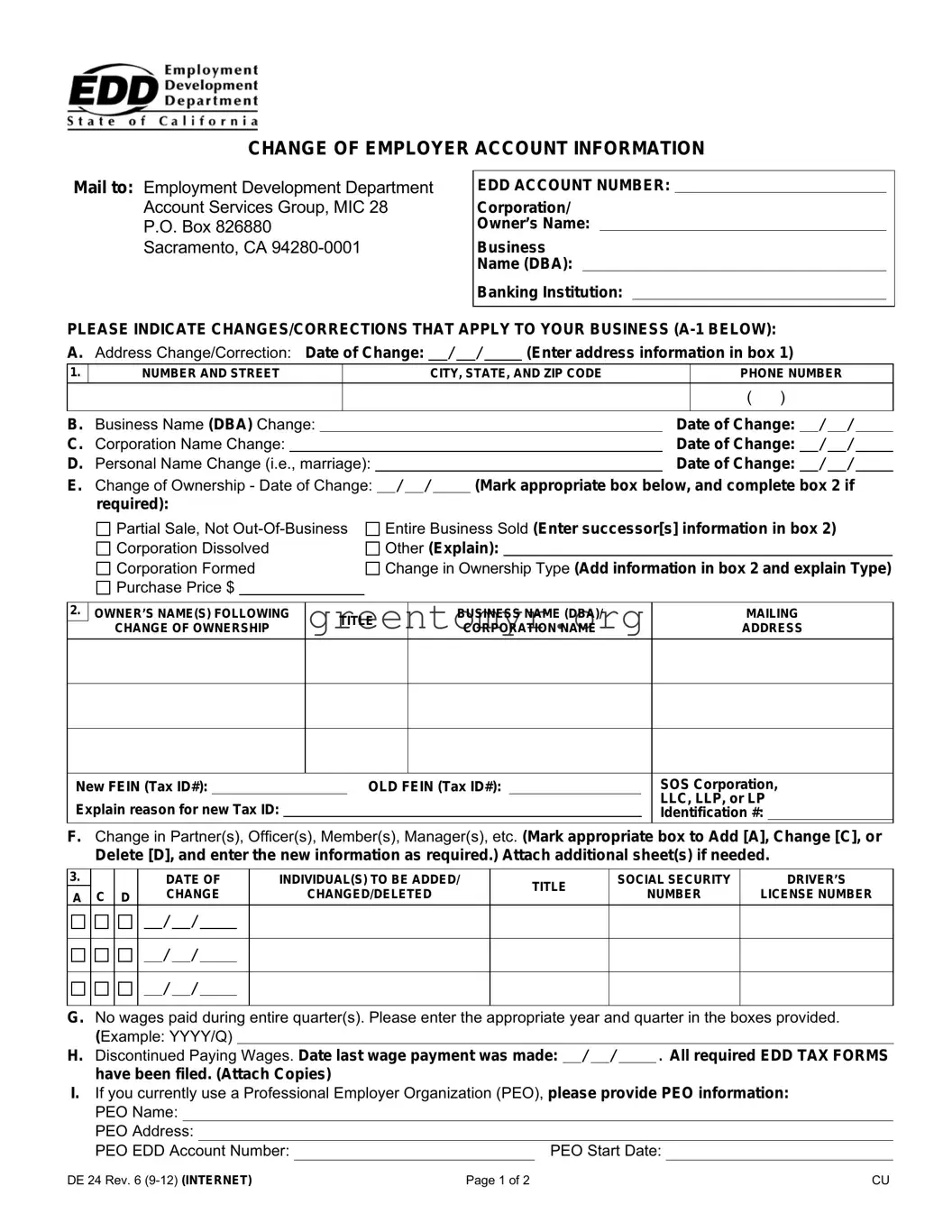 Fill in a Valid De 24 Template