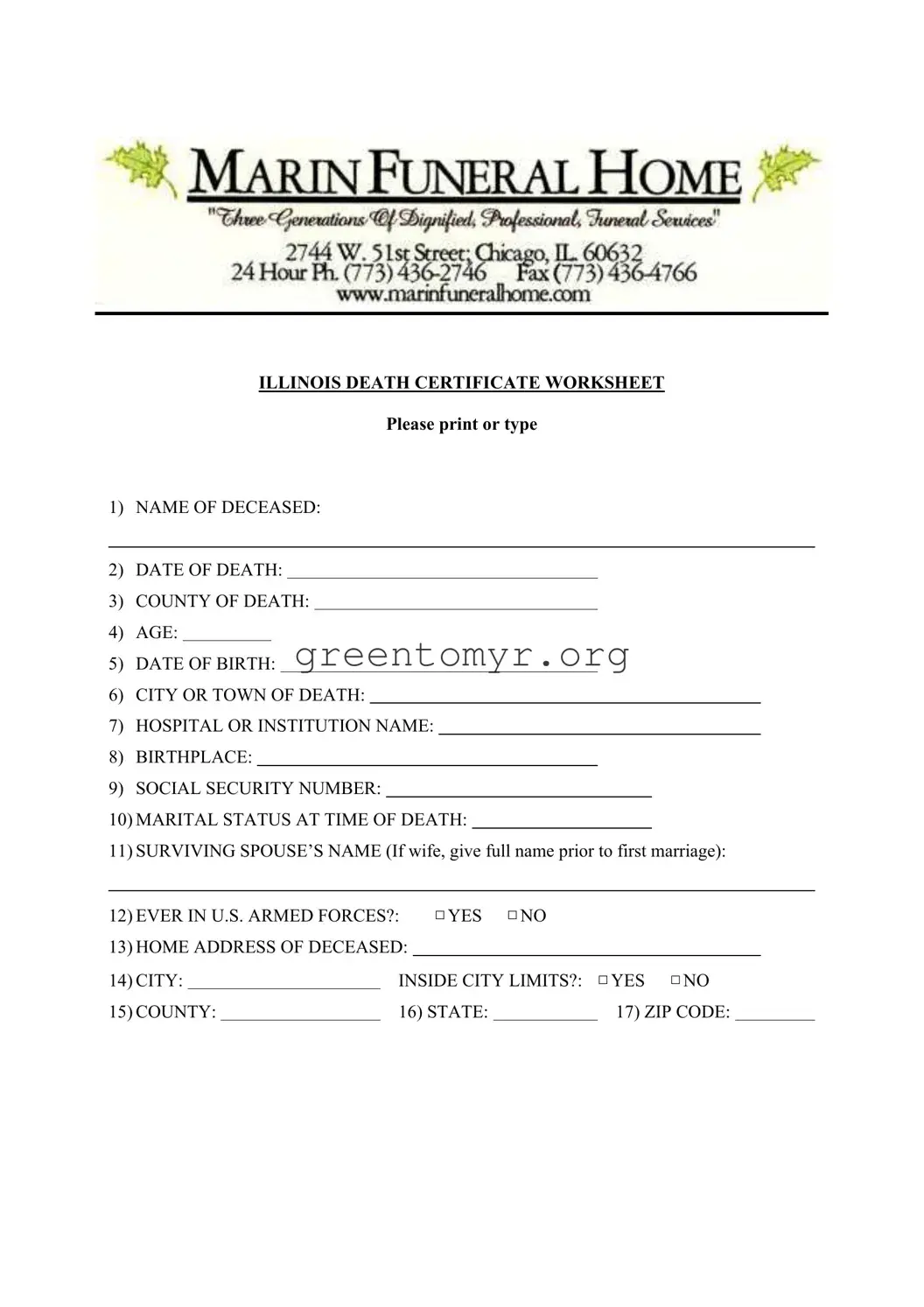 Fill in a Valid Death Certificate Worksheet Template