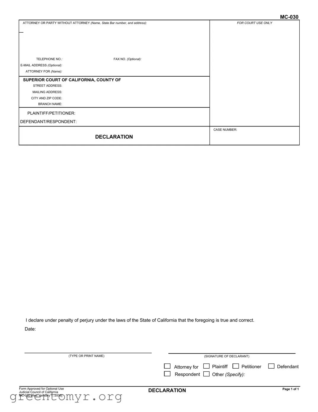 Fill in a Valid Mc 030 Template