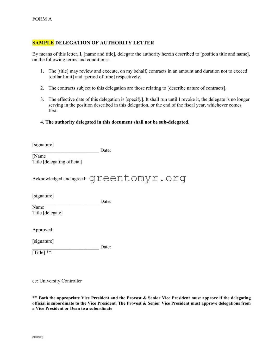 Fill in a Valid Delegation Letter Sample Template