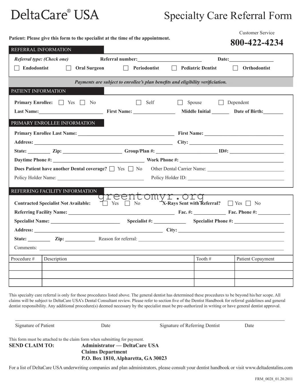 Fill in a Valid Deltacare Usa Template