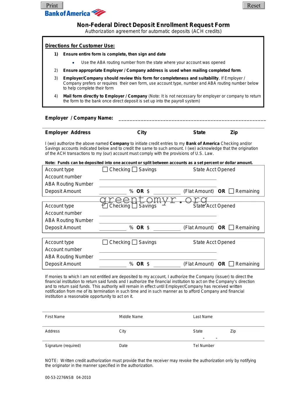 Fill in a Valid Deposit Slip Bank America Template