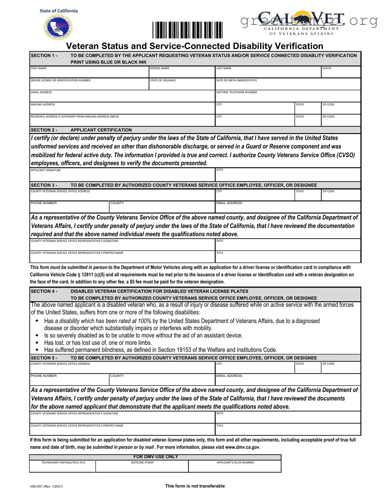 Fill in a Valid Vsd 001 Template