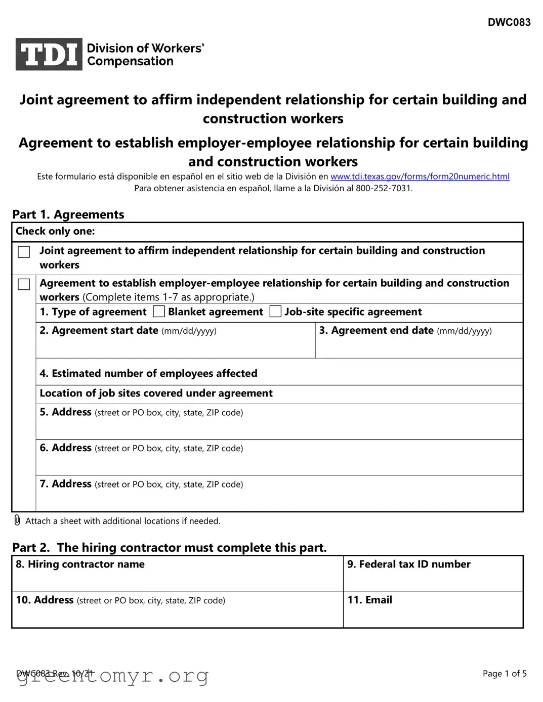Fill in a Valid Dwc 83 Template