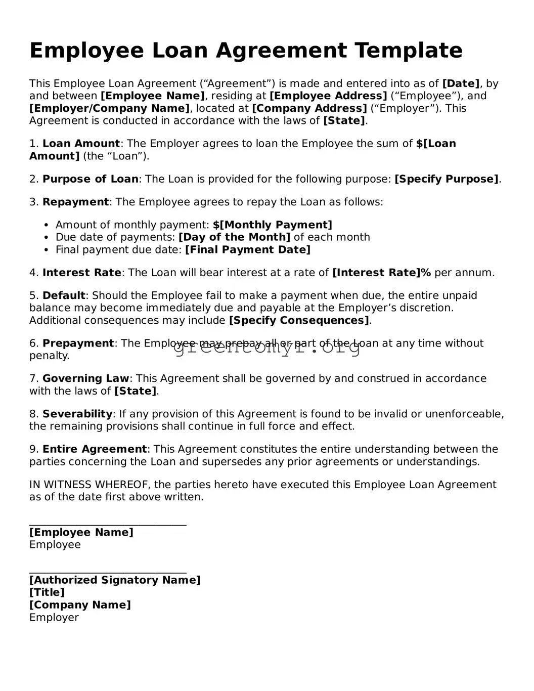 Valid Employee Loan Agreement Form