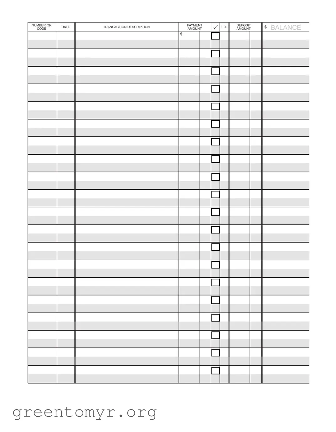 Fill in a Valid Check Register Template