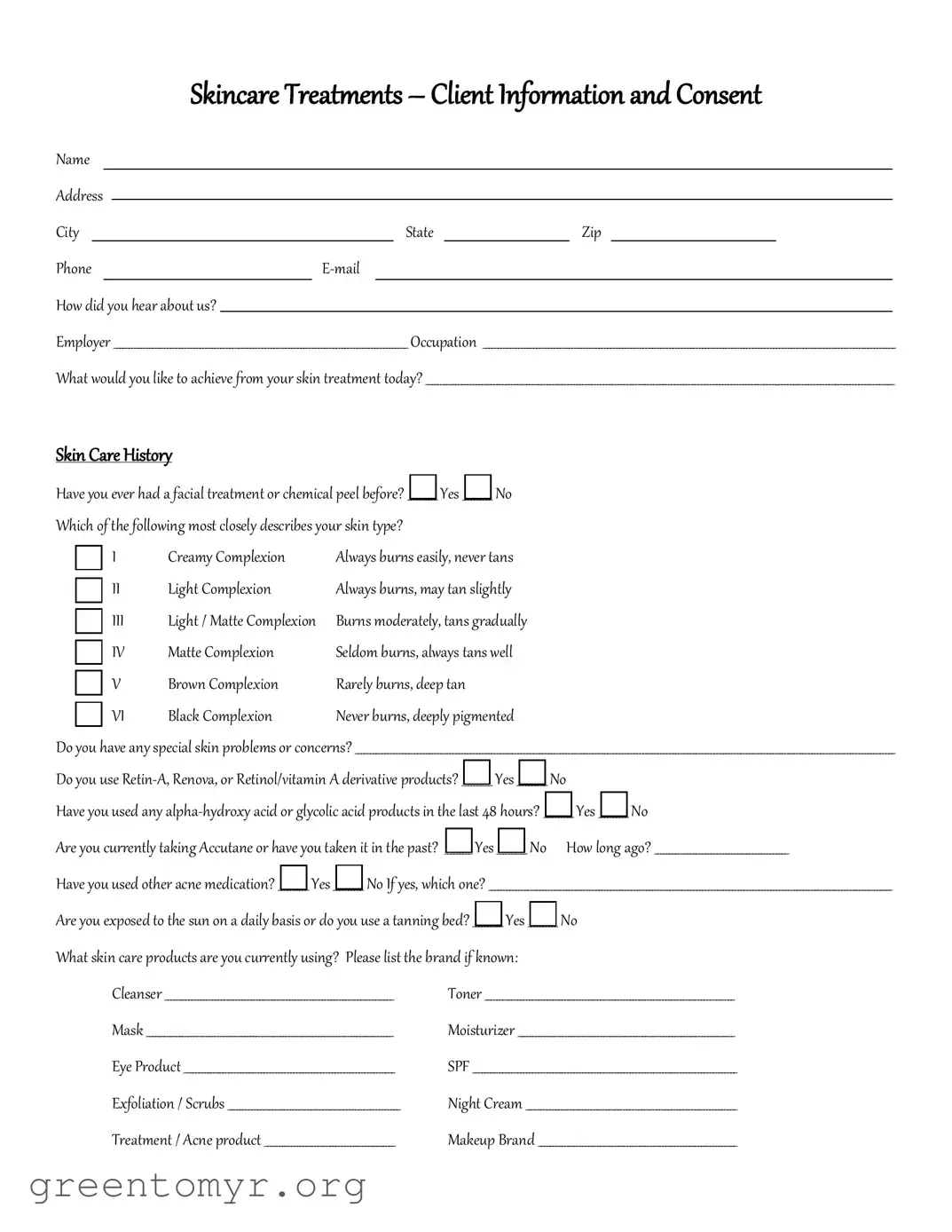 Fill in a Valid Facial Consent Template