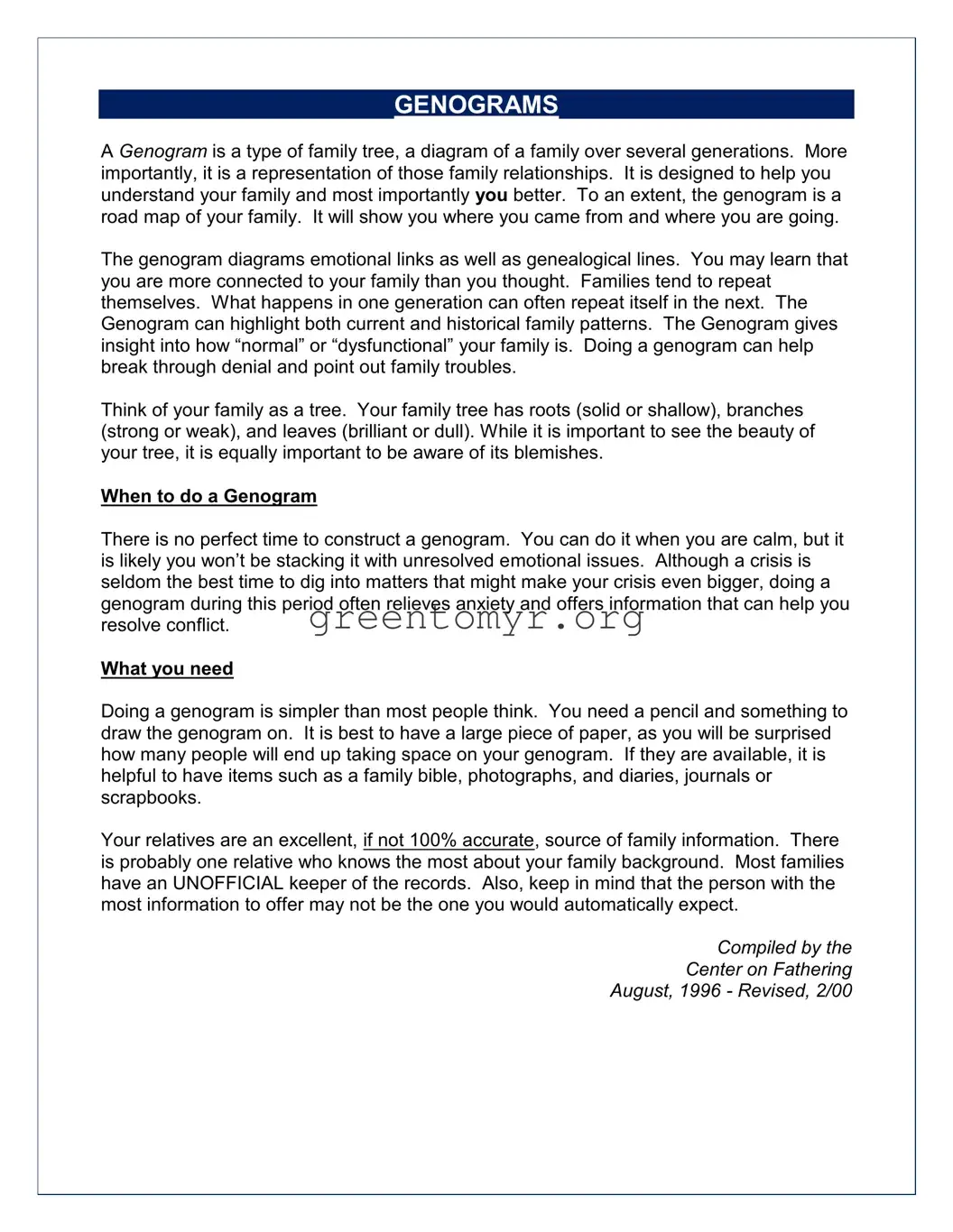 Fill in a Valid Family Genogram Template