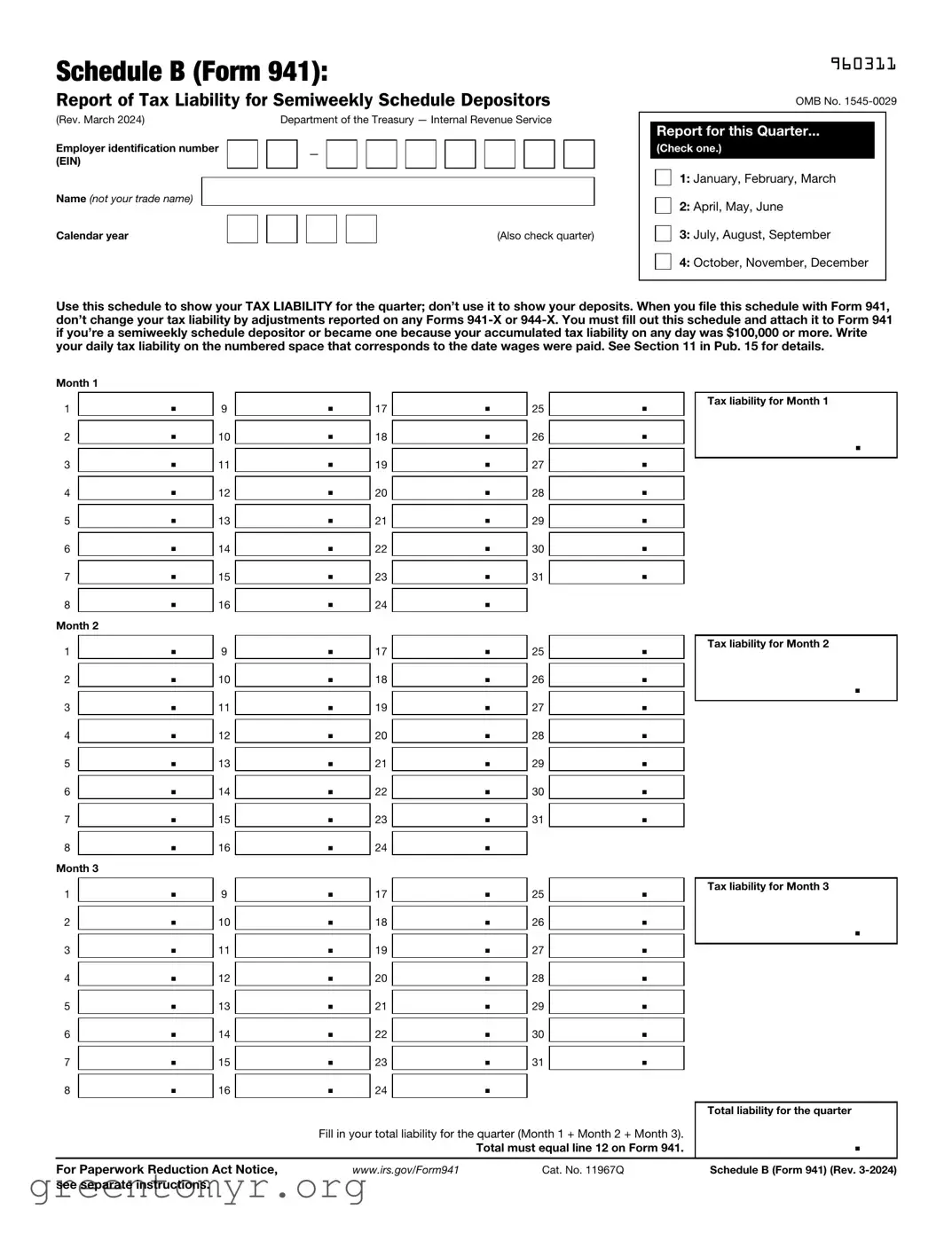 Fill in a Valid IRS Schedule B 941 Template