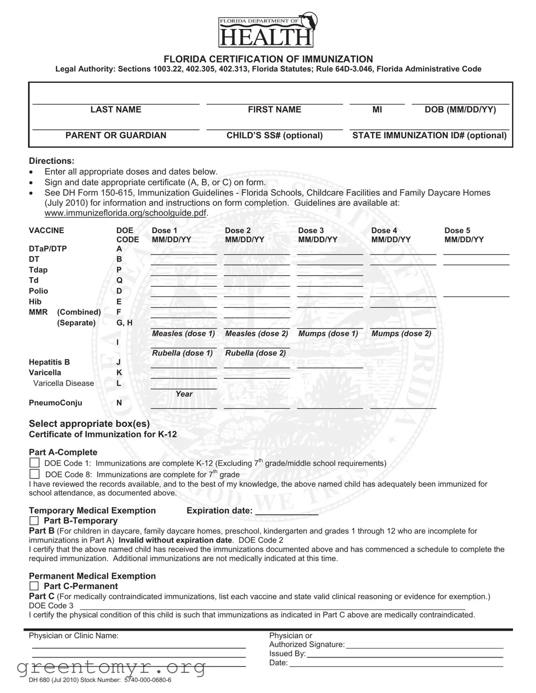 Fill in a Valid 680 Template