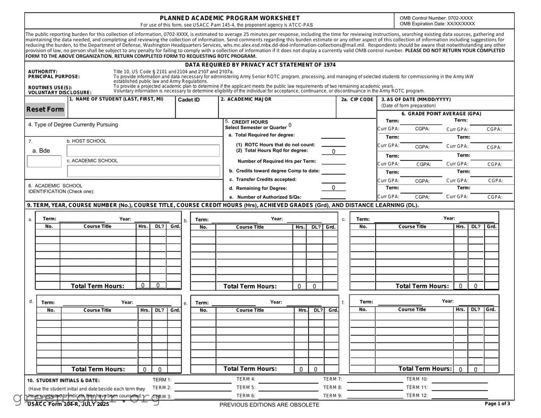 Fill in a Valid 104 R Template