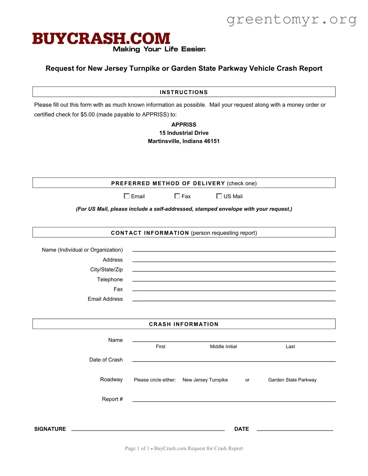 Fill in a Valid New Jersey Request Report Template