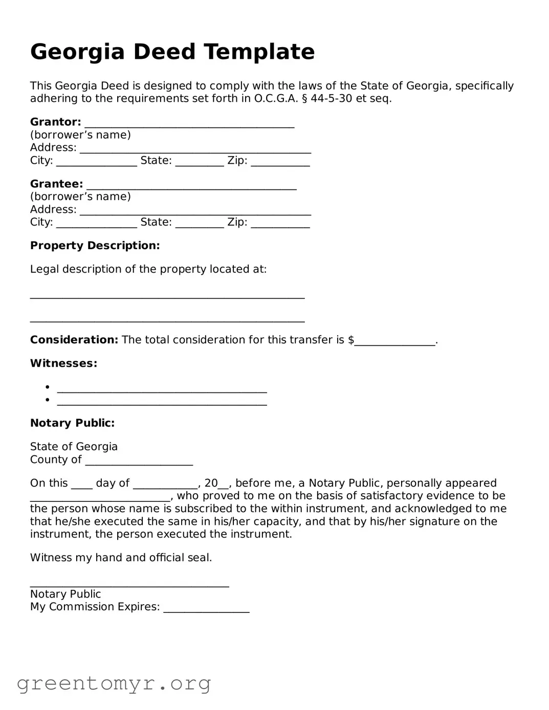 Deed Form for the State of Georgia