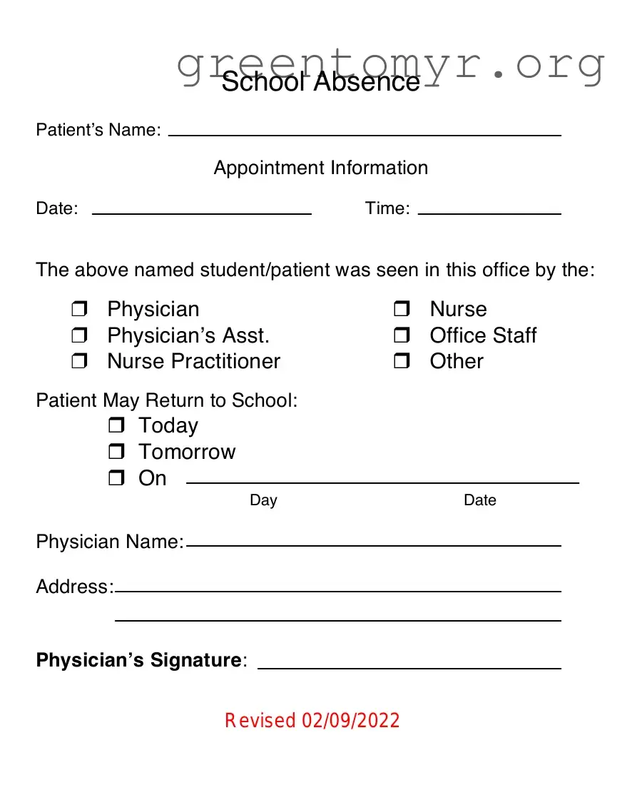 Fill in a Valid School Absence Template
